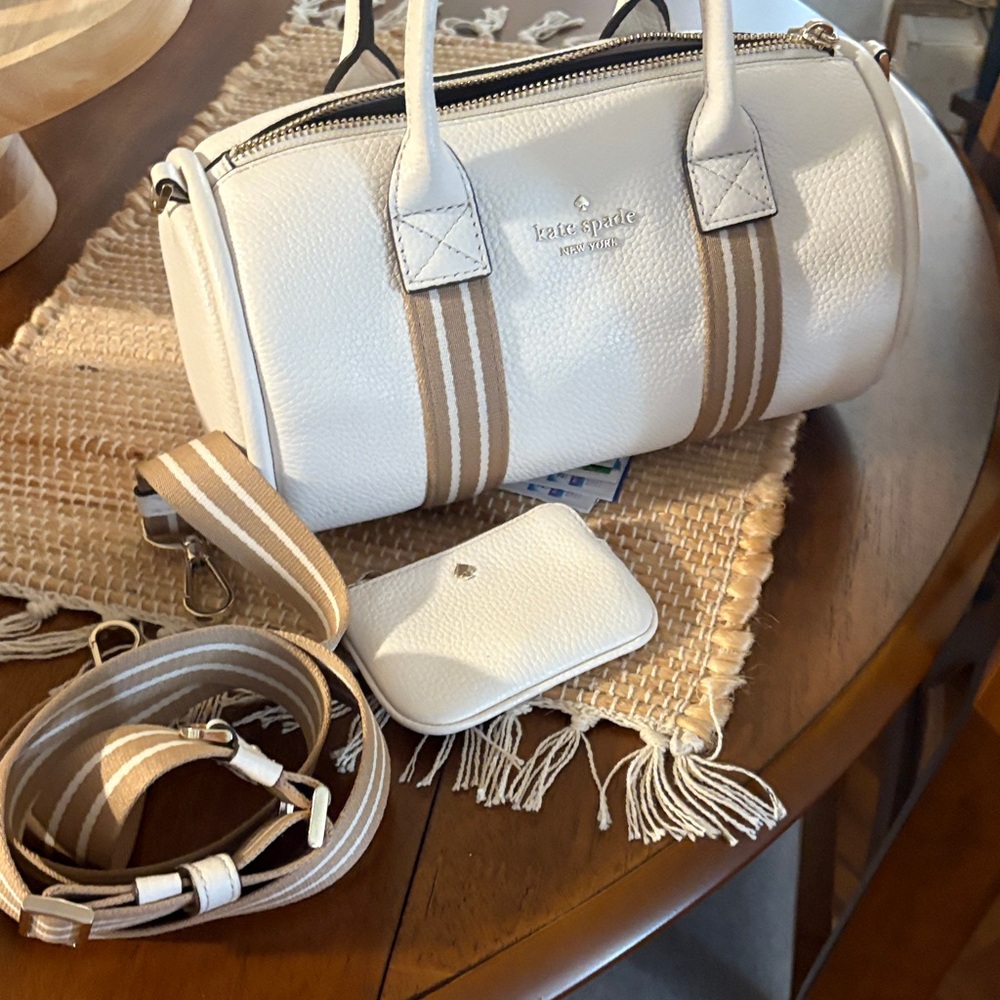 Kate Spade White and Tan Satchel